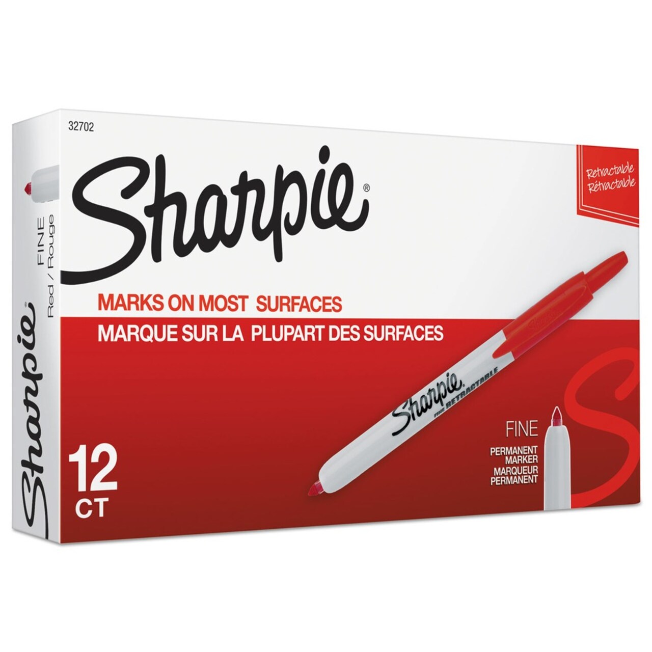Sharpie Fine Bullet Tip Retractable Permanent Marker - Red (1-Dozen)